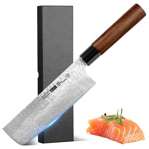 Plys Cuchillo Japones Nakiri 9Cr Cuchillo de Cocina F orjado Profesionales Cuchillo Acero Damasco...