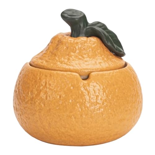 Posacenere in ceramica con coperchio Posacenere in ceramica a forma di arancia con coperchio e scanalatura concava per sigarette antiscivolo antivento per interni ed arancione Posacenere in ceramica con coperchio Posacenere in ceramica a forma di arancia con coperchio e scanalatura concava per sigarette antiscivolo antivento per interni ed arancione