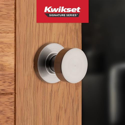 Image of Kwikset Pismo Interior Passage Door Knob, Handle for Closet and Hallway Doors, Non-Locking Doorknob in Satin Nickel, with Microban Protection (Pack of 4)