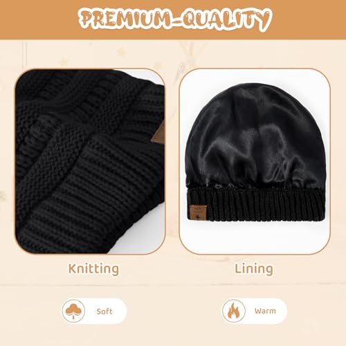 Durio Satin Lined Beanie for Baby Girl Boy Warm Winter Hat for Infant Toddler Kids Unisex Knit Baby Hats Newborn Beanies Caps3