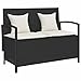 vidaXL Gartenbank mit Stauraum und Kissen Schwarz Poly Rattan, Gartenbank, Parkbank, Outdoor-Bank, Sitzbank, Terrassenbank, Außenbank, Gartenmöbel
