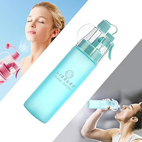 LINGLAN Spray Water Bottle Sports Water Bottle Drinks Bottle 580ml For Cycling Climbing Hiking & Mountaineering (580ml, Frosted blue) Cover