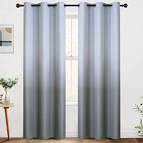 Image of SimpleHome Ombre Gradient Grey White to Gray Curtains for Bedroom,42Wx84L | Room Darkening Curtains,Light Blocking Thermal Insulated Grommet Window Curtains for Living Room,2 Panels,84 Inches Length