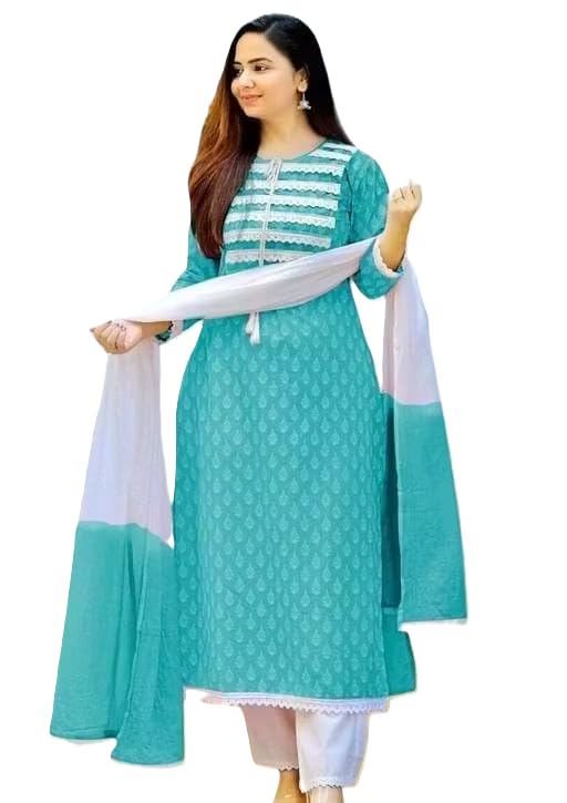 Image of Women's Black Kurti with Palazzo Set, Floral Print, Ethnic Wear, Straight Kurta