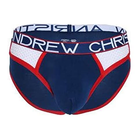 Andrew Christian Men's Underwear Retro Mesh Brief Almost Naked (Navy/XL) Cover