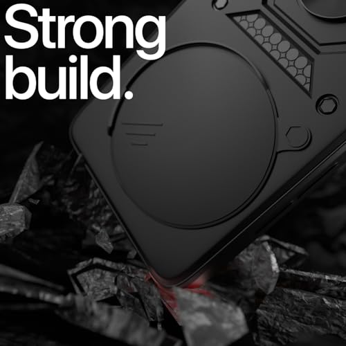 Image of Pikkme Back Cover for Realme P3 Pro 5G / Realme 14 Pro Plus 5G | 360 Protection Case | Sliding Camera Shield Cover & Ring Holder Stand D10 Tough Armor Bumper Case (Black)