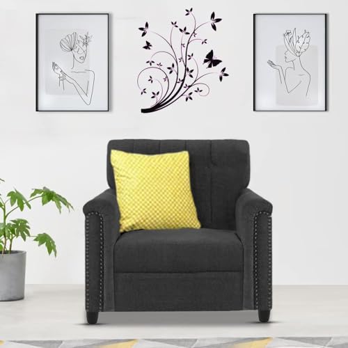 Image of Casaliving Calvin 1 Seater Sofa for Living Room (Brown Fabric) Premium Fabric Sofa