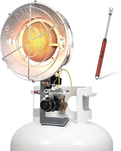 GASPOWOR Propane Heater, 12-18,000 BTU Tank Top Portable Heater with USB Rechargeable Lighter, Shut-off Valve and Tip-over Switch 3 Settings for Patio, RV Travel, Camping,Open Work
