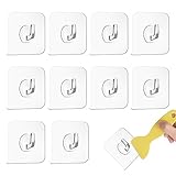 Magischer Haken, 10 Stück Transparente Haken, Klebehaken Transparent, Selbstklebende Klebehaken mit Schaber - für Küche, Bad, Toilette Türwand (5kg Max)