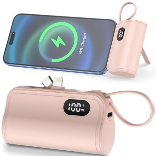 Wixli Mini Power Bank Portable Charger With Built-In Lightning&Usb-C Connector cover