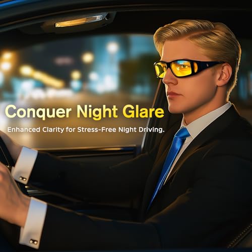 Image of Bio-th Night Driving Glasses for Men Women, Fit Over Glasses Anti Glare Polarized Night Vision Glasses for Driving,HD Lens