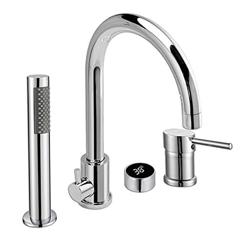 Mitigeur de bain à 3 trous noir avec ensemble de douche complet