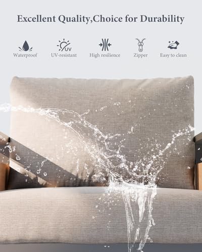 ZANDOR Aluminum Outdoor Patio Furniture - 2 Pcs Armchair, All-Weather Metal Modern Outside Furniture with Washable Thick Cushion for Garden/Backyard/Porch, Grey - Image 4