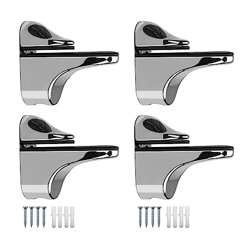 Soporte Estanteria Pared, WJUAN 4 Piezas Soporte Estante Cristal de Vidrio Ajustables, para Estantes de Madera, Vidrio, Espesor 5-22 mm