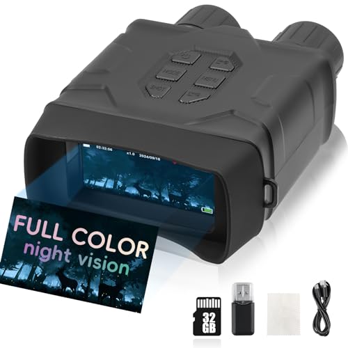 Full Color Night Vision Goggles, 5K Video Clarity, 10X Digital Zoom, Full Color and White, 850nm Infrared Light, Rechargeable Battery,32GB Storage, Outdoor Adventures, Camping, Travel