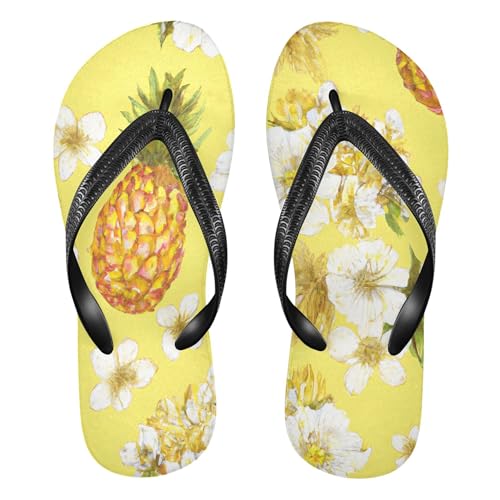Burbuja Tropical Fruits Flowers Flip Flops for Women Men, Soft Thong Sandals Rubber Slippers for Pool Beach Essentials