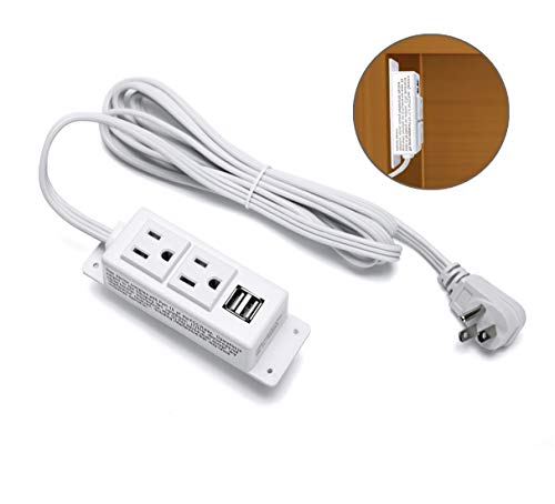 Kungfuking Power Strip with USB, Wall Mountable Socket Surge Protector Power Strip