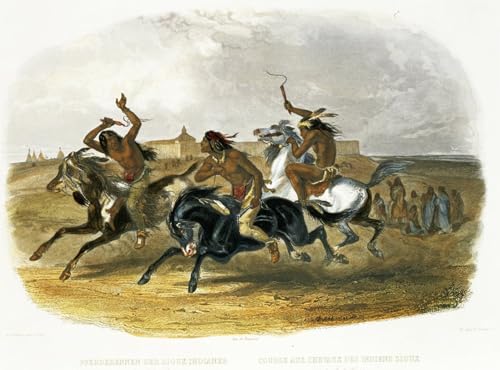 Lienzo decorativo de 60x90cm con la carrera de los indios Sioux de Karl Bodmer para salón