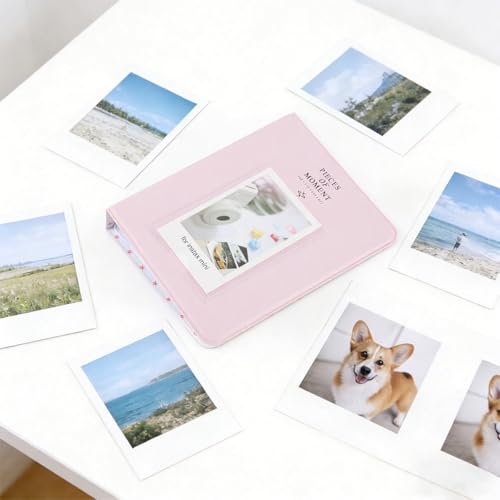 Image of ZIBUYU Small Photo Album for Fujifilm Instant Mini 12 11 9, 64 Pockets, Photo Album Book, Suitable for Instant Camera Film, Light Pink