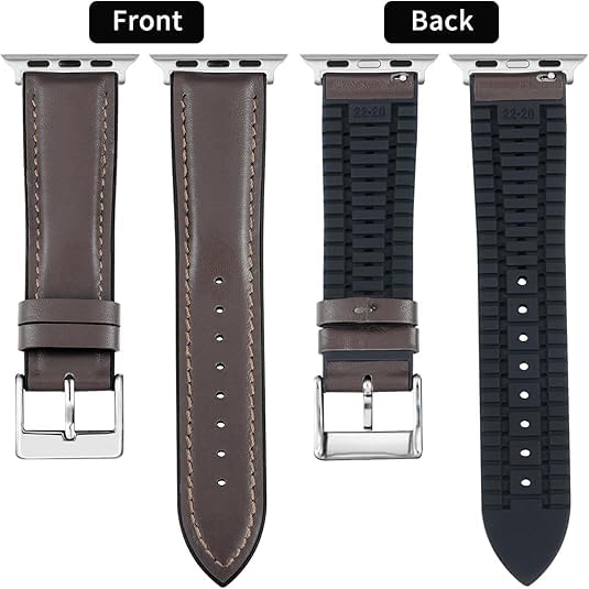 Image of BINLUN Leather Silicone Bands Compatible with Apple Watch 38mm 40mm 41mm 42mm 44mm 45mm 46mm 49mm Sweatproof Replacement Strap for iWatch 11 /10 /9 /8 /7 /6 /5 /4 /3 /2 /1 /Ultra /SE Men Women