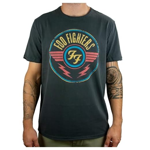 Amplified Foo Fighters-FF Air Camiseta, Gris (Charcoal CC), XL para Hombre