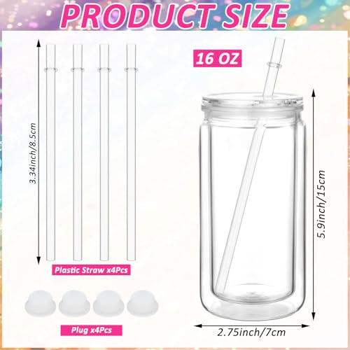Sibosen Schneekugel-Becher, vorgebohrt, doppelwandig, transparent, mit Deckel und Strohhalm, Quetschflasche, Trichter, Pinzette, gebogene Spritze für DIY, Glitzer, Schneekugel, Handwerk, Geschenk, 10