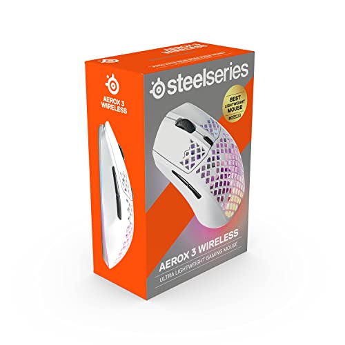 Steelseries Aerox 3 Wireless - Super Light Gaming Mouse, 18,000 Cpi Truemove Air Optical Sensor, Bluetooth Cordless/Wireless Pc Gaming Mice For Computer And Laptop, Water Resistant, Snow (Renewed) #TOP7