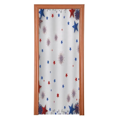 FLildon Patriotic Stars Independence Day Door Cover Decoration, 4th of July Party Accessory Porch Decor for Festive Ornament Room Door Covers 36 x 98 Inch