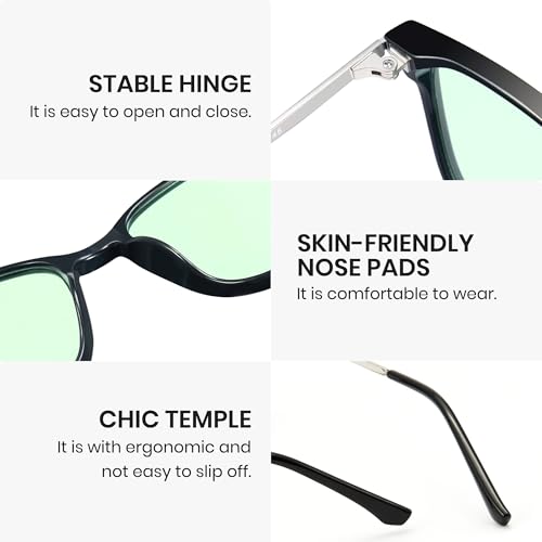 Image of Cyxus Blue Light Blocking Glasses Men Woman Square TR90 Frame Anti Eyestrain Office Computer Gaming Study 8208 Green