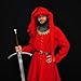 Mythrojan Woolen Chaperon Hood – 15th Century Long Tail Medieval Hood for Knights, Reenactments, LARP, SCA, Historical Movie Props for Men & Women, Red - Large Size