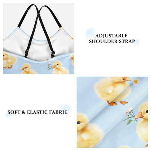 senya Girls Swimsuits One-Piece Swimwear Tie Bathing Suit Beach Summer Round Neck 5-6T Yellow Duck Daisy Pattern3