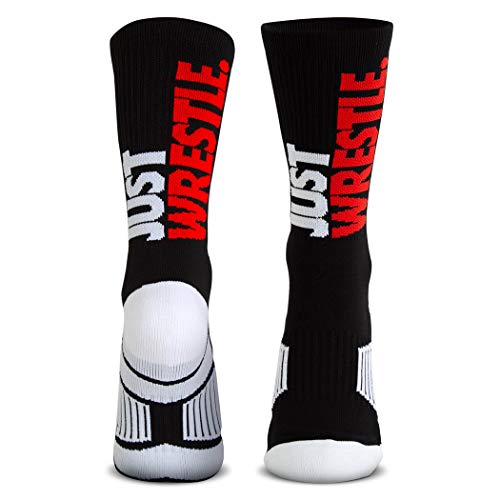 Chalktalksports Just Wrestle Woven Mid-Calf Socks | Black | Size Large #TOP1