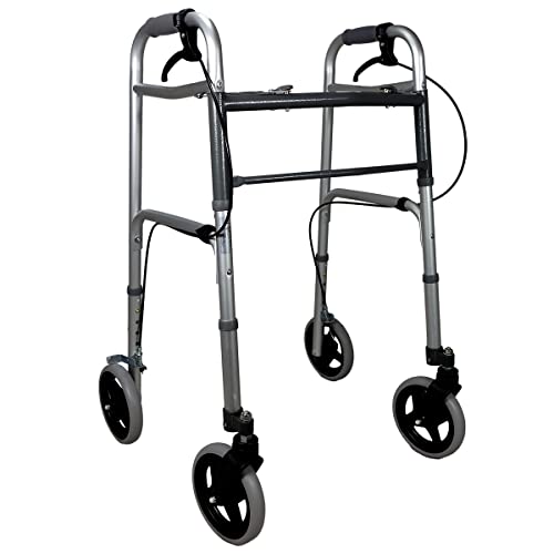 Deambulatore Ultraleggero Pieghevole con Freni di Sicurezza...