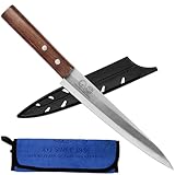 XYJ 8 Inch Fillet Knife for Right Hand, Stainless Steel Fish Sashimi Knives with Plastic Sheath, Ergonomic Handle, Mini Knife, Washing Cloth, Kitchen Tools