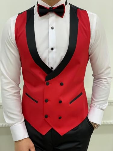 Wangyue Men's 3 Piece Tuxedo Suit Slim Fit Double Breasted Suit Men Wedding Party Prom Suits Sets3