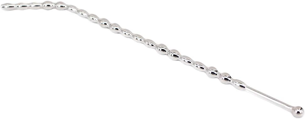 Bent Stainless Solid Beads Urethral Sounds Penis Plug, Two Size Beaded Male Sex Toy