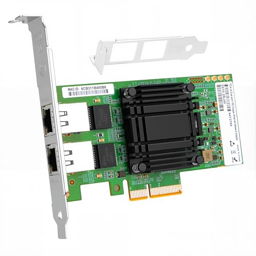 Image of Vogzone 10Gb PCI-E NIC Network Card for Intel E610-XT2, 2.5GbE /5GbE /10GbE Copper Dual RJ45 Ports, with Intel E610-XAT2 Chip, 10GbE PCI Express 4.0 X4 Ethernet Adapter Support Windows /Linux /VMware