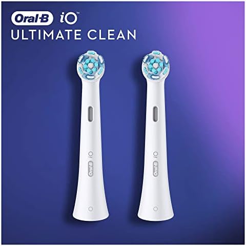 Oral-B iO Ultimate Clean Electric Toothbrush Head, Twisted & Angled Bristles for Deeper Plaque Removal, Pack of 2, White