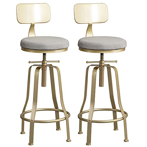 Lot de 2 chaises de bar pivotantes et réglables en hauteur pour cuisine moderne grise