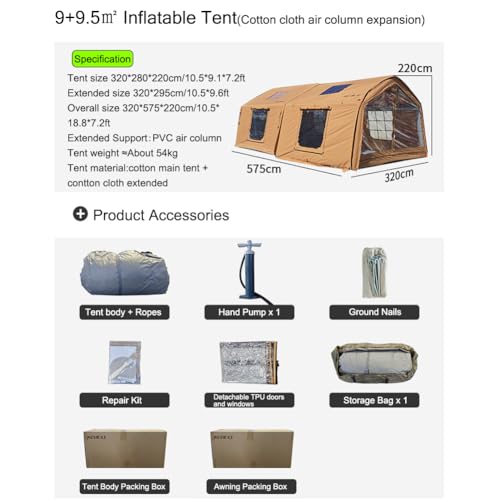 Carpa inflable de lona de algodón para 5-6 personas miniatura 2