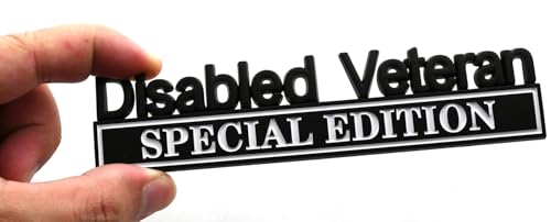 Image of 2pcs Disabled Veteran Special Edition Emblem Car Decal, Warrior Soldier 3D Sticker, Disabled Veteran Special Edition Letters Car Badges, Accessories (Black White)
