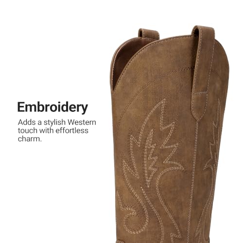 DREAM PAIRS Women's Cowboy Cowgirl Western Boots,Size 7,All Brown - image 7