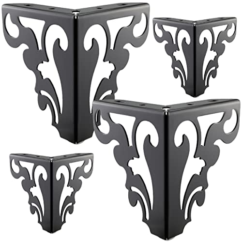 Tchosuz 6 Inch Hollow Out Metal Furniture Legs,Set of 4 Black Triangle Feet
