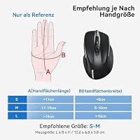 TECKNET Bluetooth Maus, Wiederaufladbare Kabellose Bluetooth Maus (DREI Modi: BT 5.0/3.0 + 2,4 G), 4800 DPI, Ergonomische leise kabellose Maus für Laptops, Mac OS, Android, Windows, Schwarz – Ansicht 7