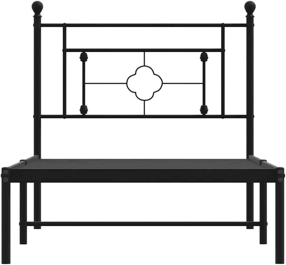 Twin Bed Frame Black Powder-Coated Steel Platform Bed Frame Rectangular Sturdy Durable Heavy-Duty Foundation with Storage for Bedroom Modern Minimalist Mattress Support