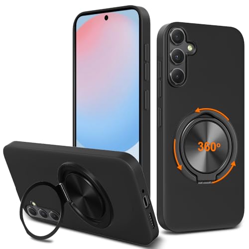 Coque Samsung S25 FE 5G silicone TPU noir avec support béquille 360
