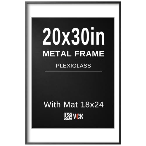 Image of VCK 20x30 Frame, Black Metal - Matted to 18x24, for Large Poster