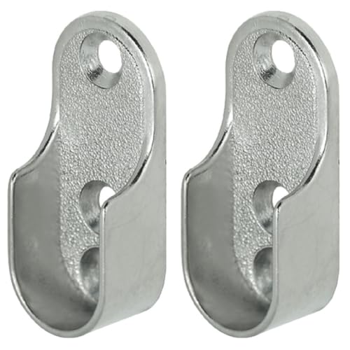 Staffa ovale per armadio, 3 fori, larghezza 15 mm, argento nichelato, 2 pezzi