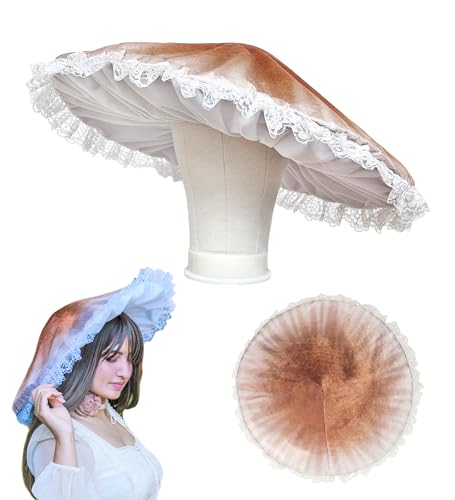 Dreamstall Mushroom Hat Costume Cosplay Accessory Party Hat Cap, Oversized with Wired Brim (Brown)
