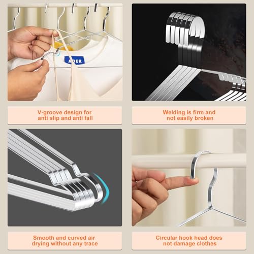 Jiang&Rong Stainless Steel Hangers 20 Pack, 16.5 Inches Coat Hangers, Strong Metal Heavy Duty Hangers, Space Saving Clothes Hanger, Non Slip Hangers, Adult Hangers, Bulk Hangers, Silver Hangers by Jiang&Rong - Image 5